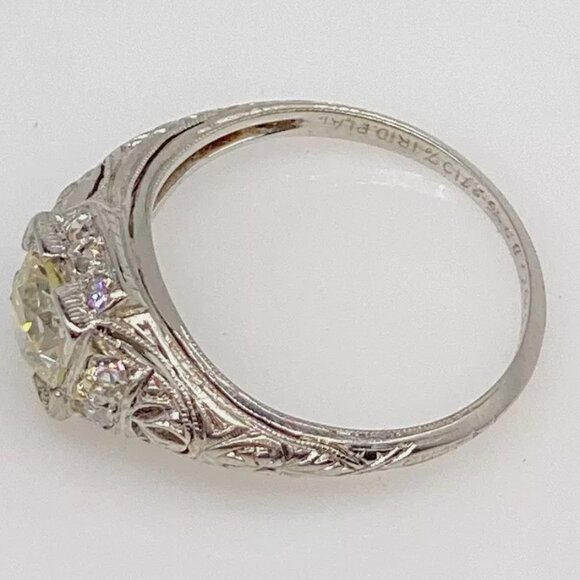 Signed 1.52ct VS K Euro Diamond Platinum Ring